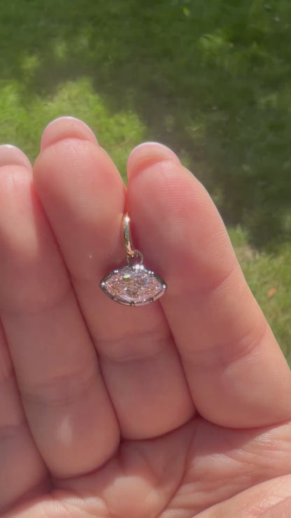 Pink Marquise Lab Diamond Pendant in Georgian Collet, 18K Gold