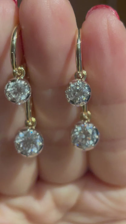 Custom Round Georgian Victorian Earrings, Lab Diamond or Moissanite