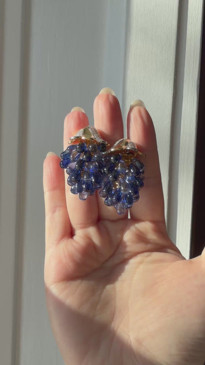 Sapphire Grape Earrings, Ready to Ship