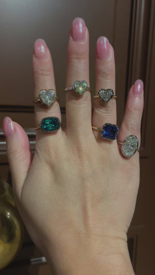 Georgian Victorian Elongated Cushion Cut Emerald Ring