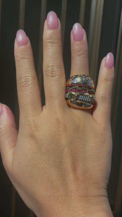 Stacked Hamburger Ring, Gold Filled, Ready to Ship