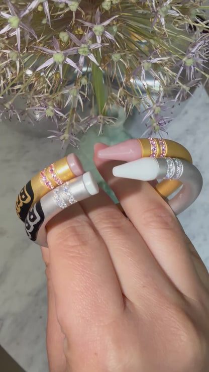 Customizable Crayon Bracelet with Porcelain and Moissanites