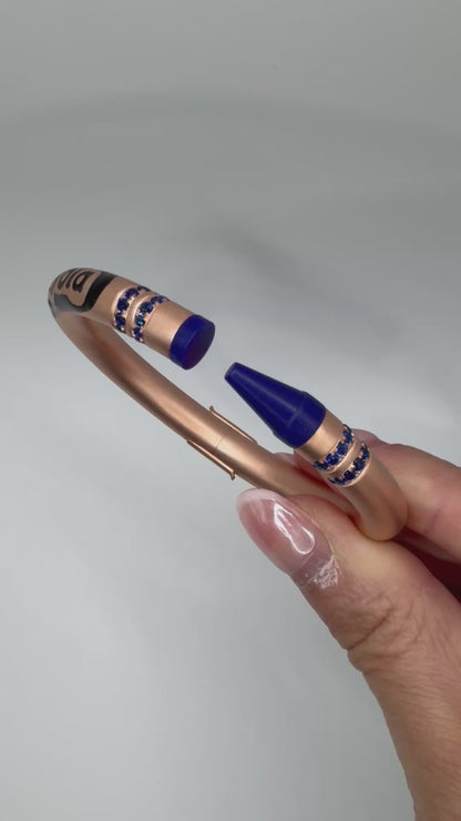 Customizable Crayon Bracelet with Blue Lapis and Blue Moissanites