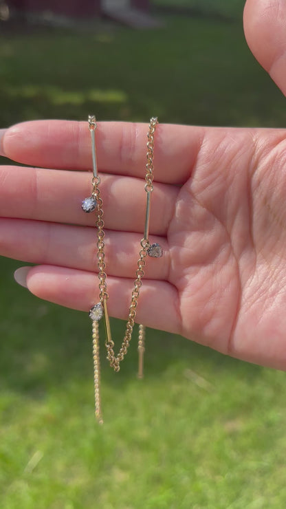 Belcher Bar Necklace with Lab Diamonds