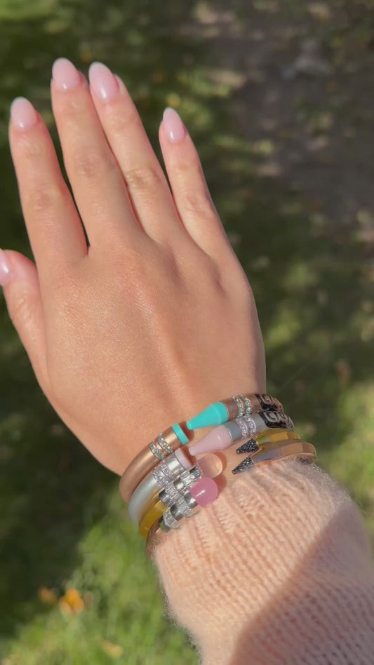 Customizable Crayon Bracelet with Turquoise and Turquoise Moissanites