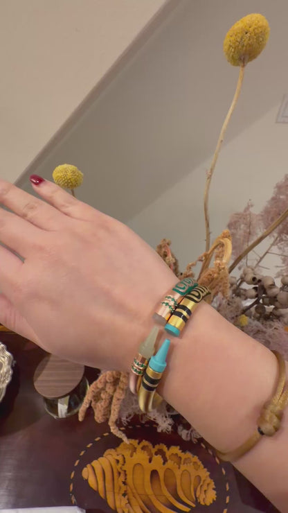 Customizable Crayon Bracelet with Nephrite and Lab Emeralds, Gold Filled