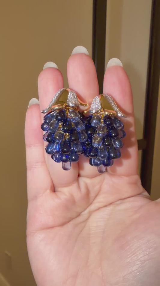 Sapphire Grape Earrings, Ready to Ship