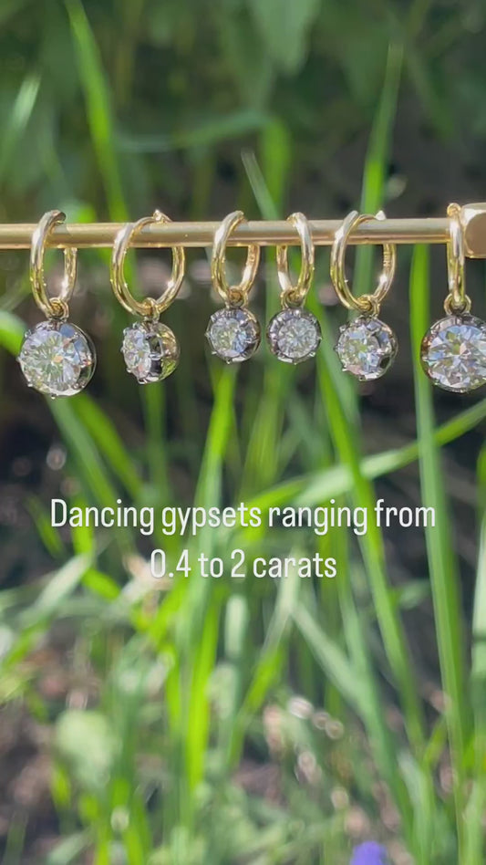 Boucles d'oreilles rondes en or noirci 14K ou 18K avec diamants, style géorgien victorien, sur mesure