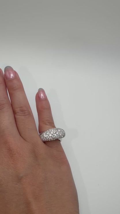 Pavé Crossover Dome Ring with Lab Diamonds or Moissanites in 14K or 18K Gold