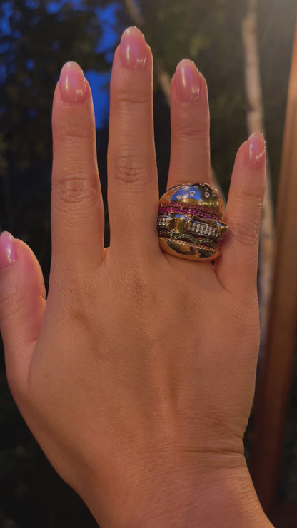 Stacked Hamburger Ring, Gold Filled, Ready to Ship