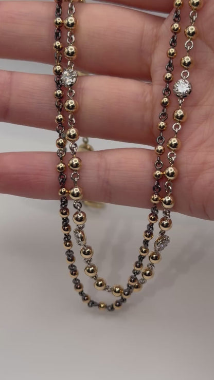 Georgian Victorian Art Deco Ball Sphere Chain Necklace, 3 mm