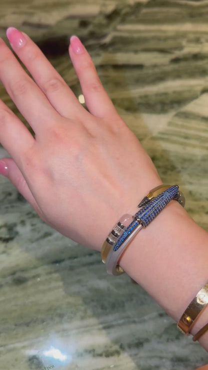 Pen Bangle with Lab Grown Blue Sapphire Pavé