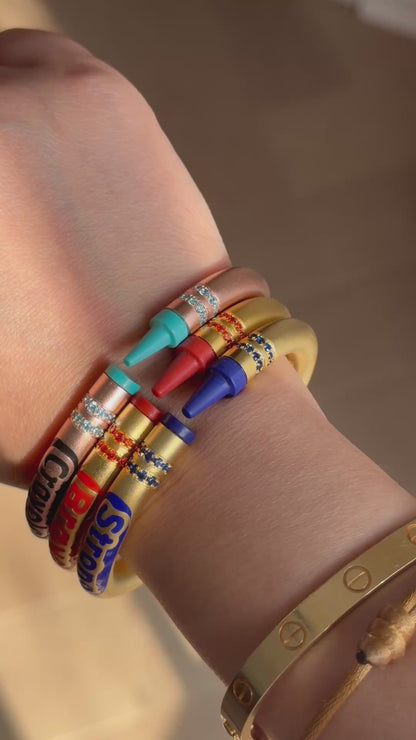 Customizable Crayon Bracelet with Blue Lapis and Blue Moissanites