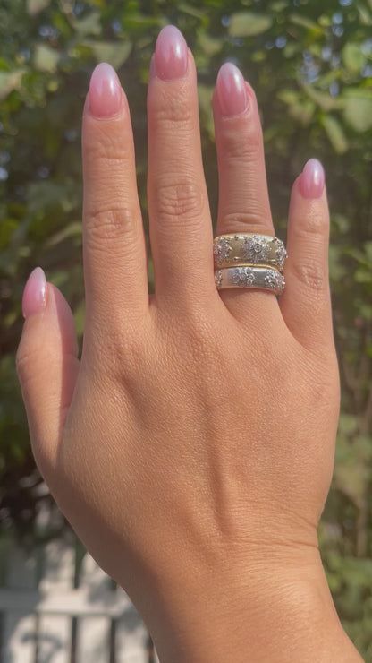 Engraved Fabric Silk Diamond Ring, 18K Gold, Ready to Ship