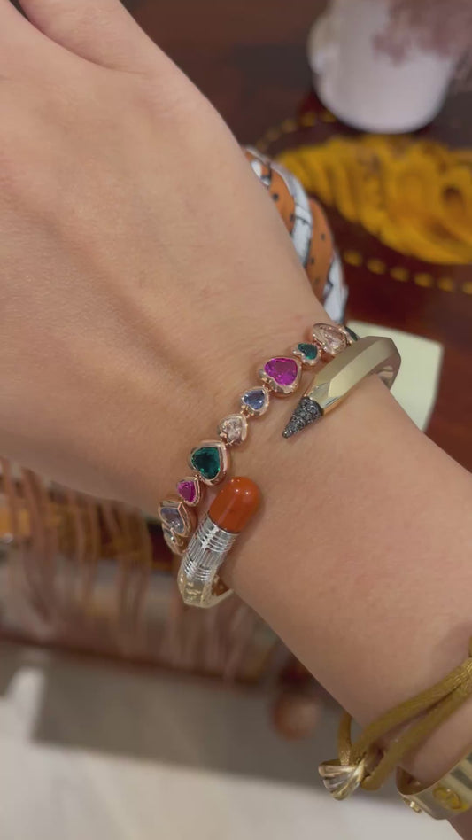 Bitten Pencil Bangle with Moissanite and Jasper
