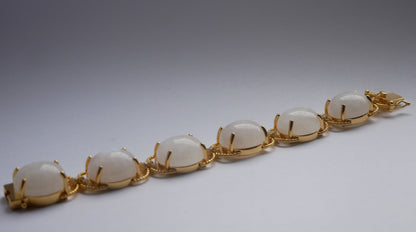 Pebble Cabochon Sicilian Moonstone and Moissanite Rope Bracelet, view 4