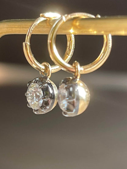 Custom Round Georgian Victorian Earrings, Lab Diamond or Moissanite, view 6