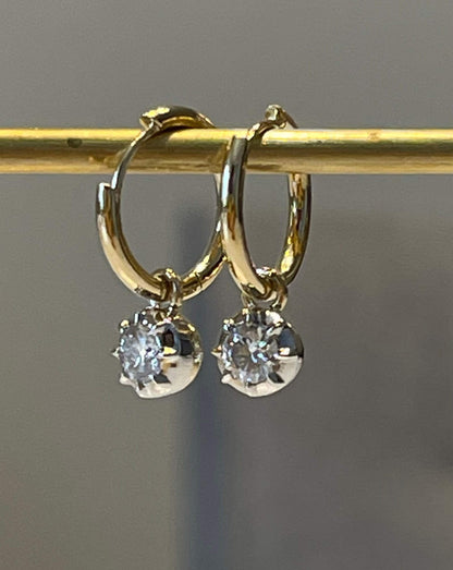 Custom Round Georgian Victorian Earrings, Lab Diamond or Moissanite, view 7