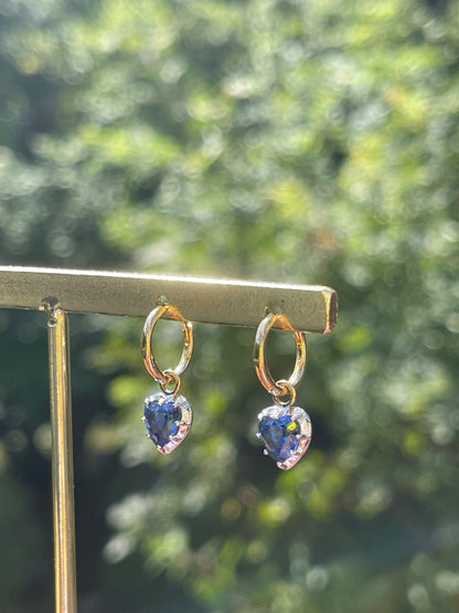 Georgian Victorian Heart Sapphire Collet Button Earrings, view 7