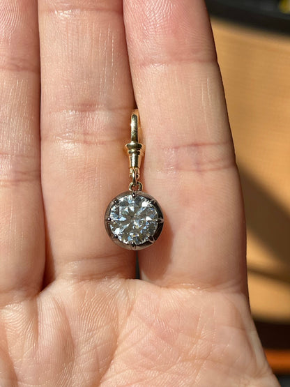 Georgian Victorian Ball Chain Round Pendant, Lab Diamond or Moissanite, view 5