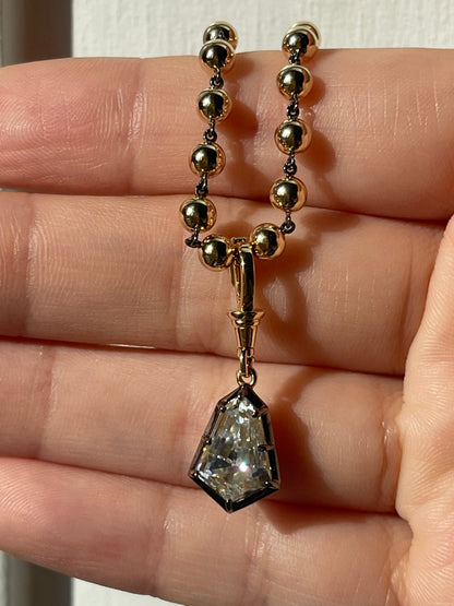 Georgian Victorian Ball Chain Kite Lab Diamond or Moissanite Pendant, view 7