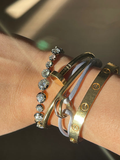 5 to 15 ct Georgian Victorian Solid Gold Riviere Moissanite Button Back Collet Bracelet, view 17