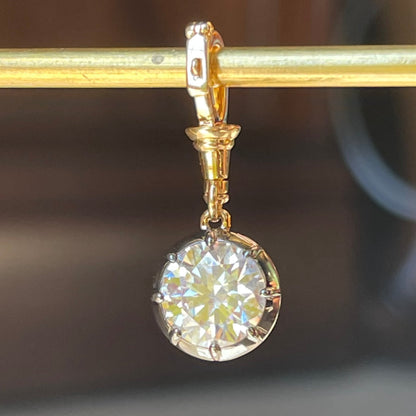Georgian Victorian Ball Chain Round Pendant, Lab Diamond or Moissanite, view 4
